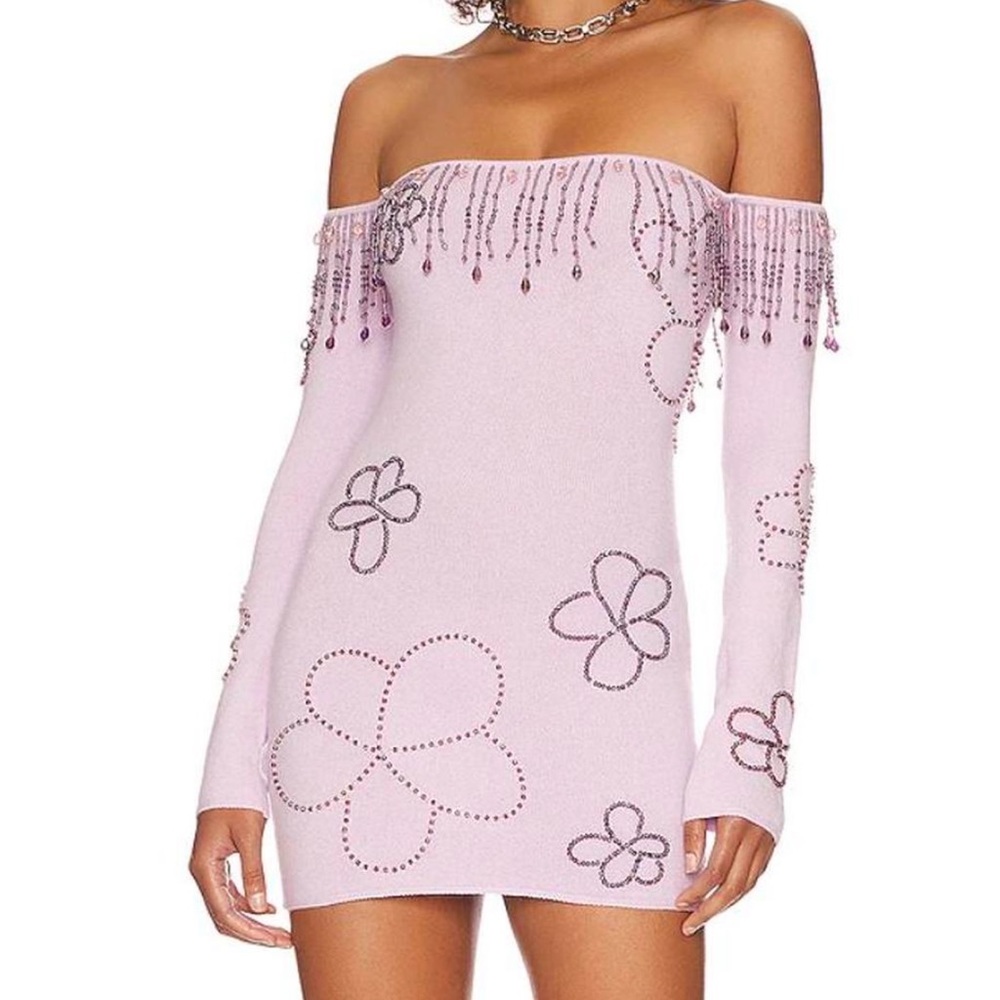 Danielle Guizio Daphne Beaded Purple dress